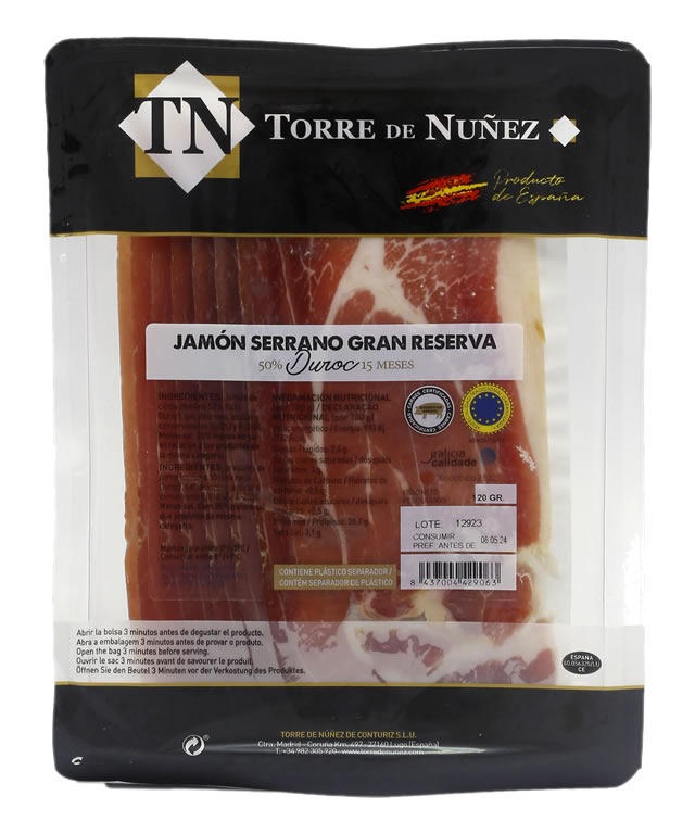 TORRE DE NUÑEZ JAMON SERRANO LONCHEADO 120 grs