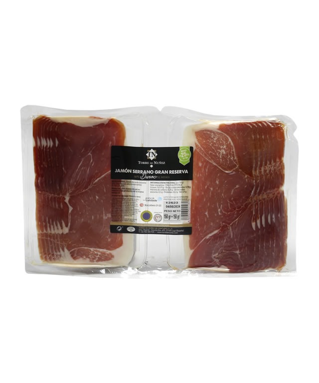 JAMON SERRANO RESERVA DUROC 50% LONCHAS 300 grs